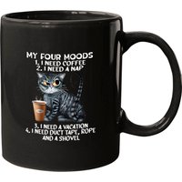 Cats and Coffee, My Four Mood Cat Lovers Coffee Mug