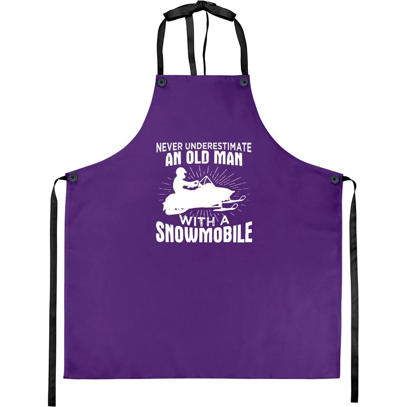 Never Underestimate An Old Man With A Snowmobile Apron — Kitchen Aprons