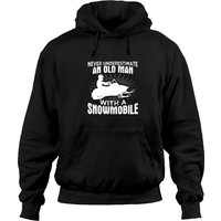Never Underestimate An Old Man With A Snowmobile Hoodie — Mens Hoodies