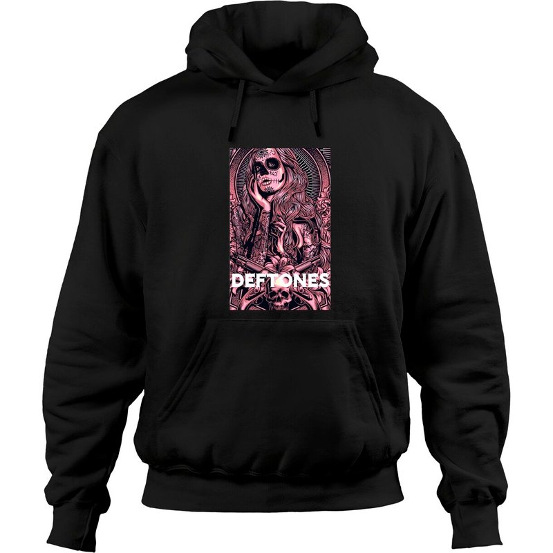 Hoodie Deftones pour hommes en coton à col rond - Noir — Sweats à capuche pour hommes