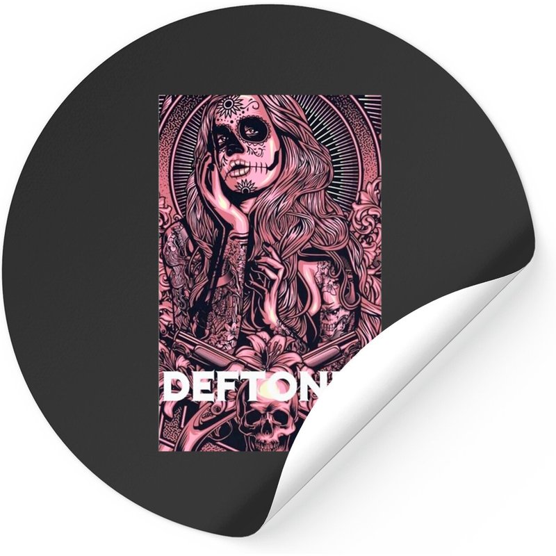 Deftones Stickers Men's Cotton Crew Neck Short Sleeve Graphic Tee — Stickers & Decals