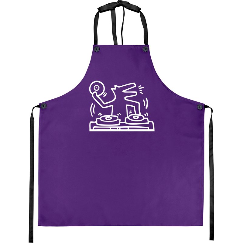 Keith Lovers Haring Outline DJ Dog White Apron — Kitchen Aprons