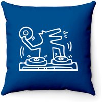 Keith Lovers Haring Outline DJ Dog White Throw Pillows