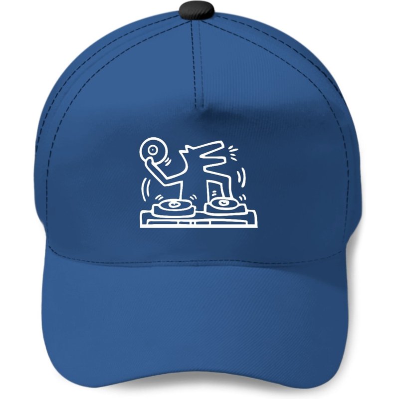 Keith Lovers Haring Outline DJ Dog White Baseball Cap