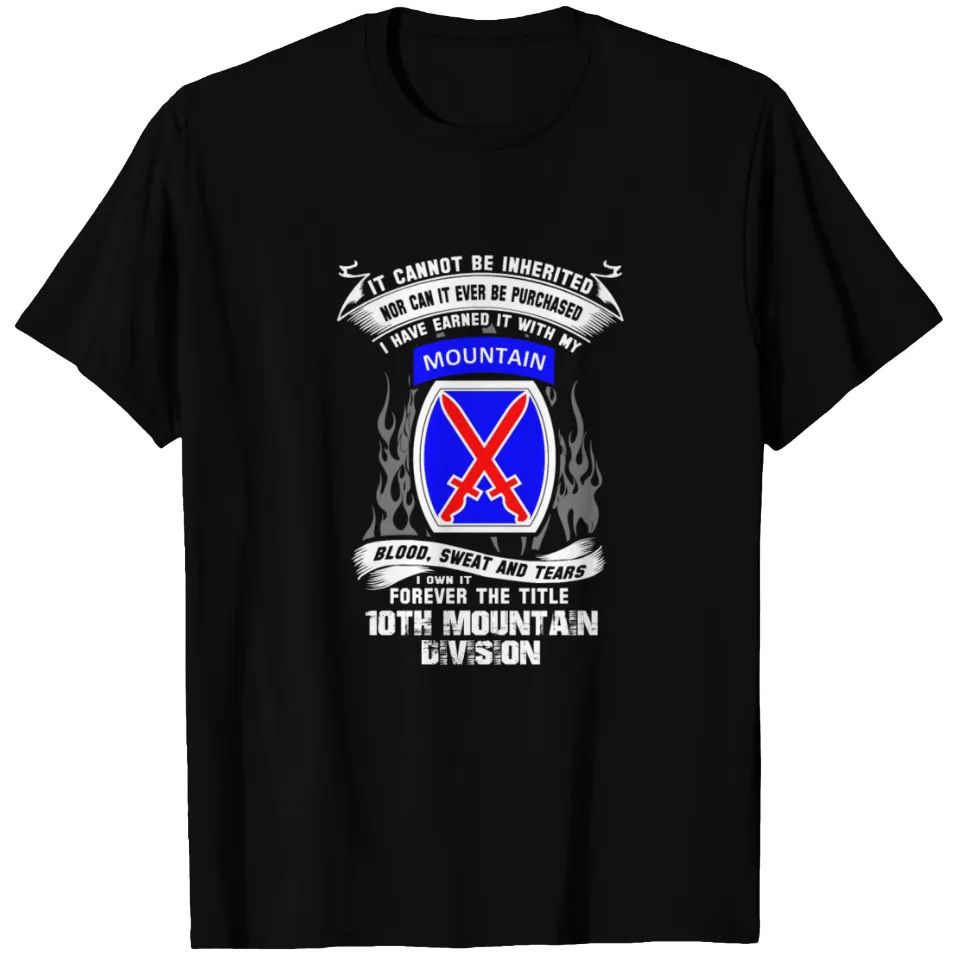 Division de montagne 10e - T-shirt « Je l'ai gagné avec du sang » pour hommes