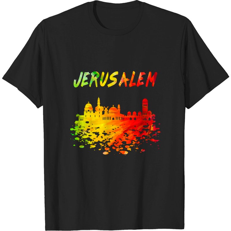 T-shirt Coloré Skyline de Jérusalem pour Hommes — T-shirts pour hommes