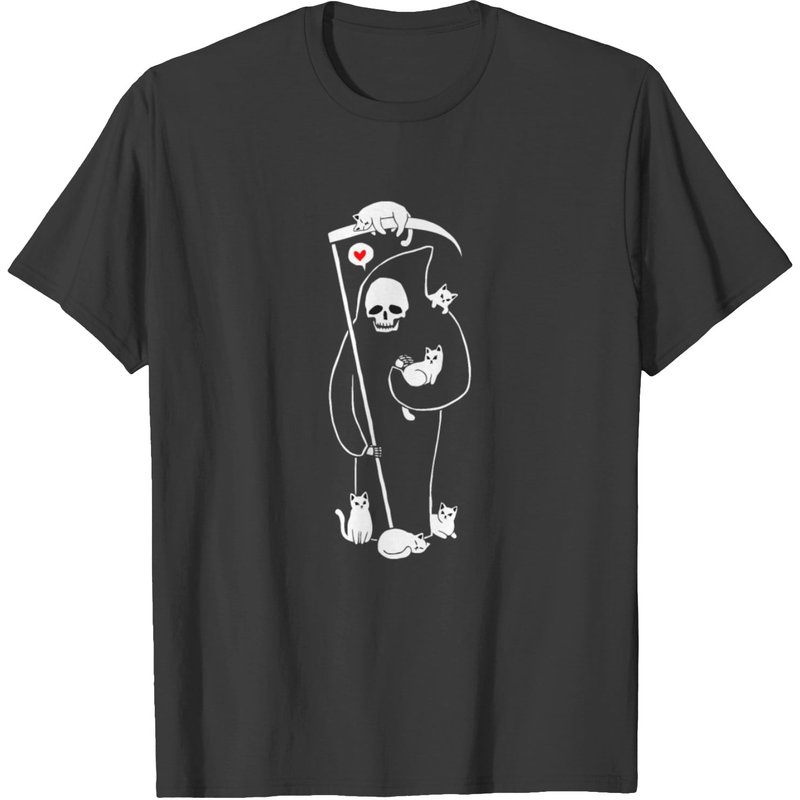 Death Is A Cat Person Love Grim Reaper Art T-shirt for Men