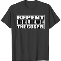 T-shirt Repent Believe The Gospel pour hommes en noir — T-shirts pour hommes