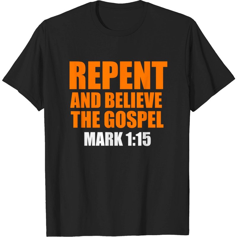 T-shirt Christian Store Repent And Believe The Gospel pour hommes — T-shirts pour hommes