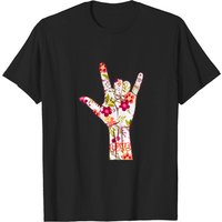 T-shirt Floral Cadeau Langue des Signes I Love You ASL pour Hommes