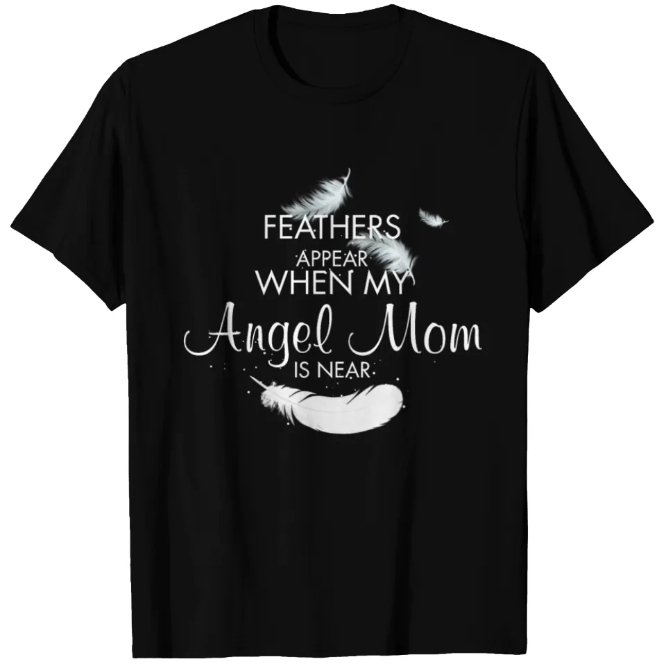 Angel Mom Men's Mom Feathers T-Shirt in Black — Mens T Shirts