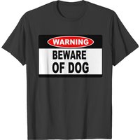 T-shirt Avertir Attention au Chien pour Hommes en Noir