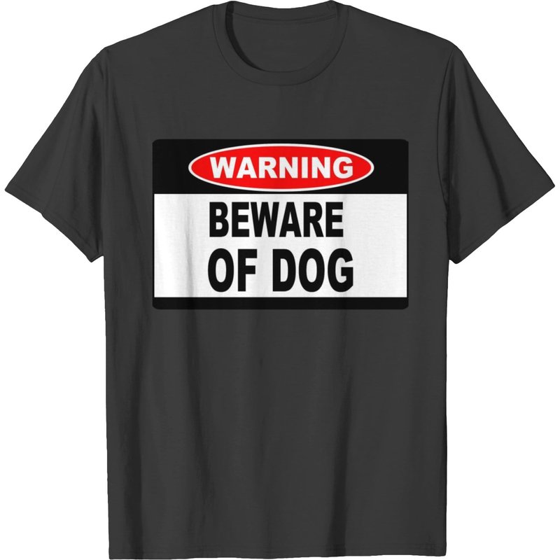 T-shirt Avertir Attention au Chien pour Hommes en Noir — T-shirts pour hommes