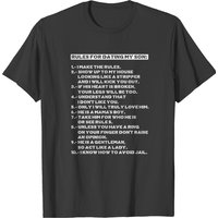 T-shirt sombre « Règles pour sortir avec mon fils » pour hommes