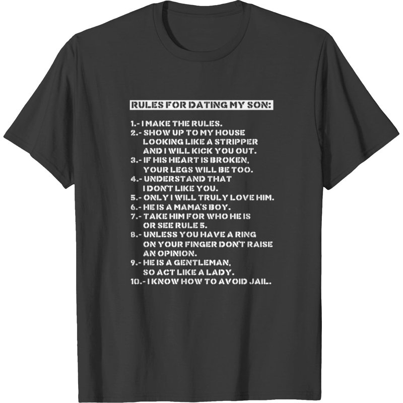 T-shirt sombre « Règles pour sortir avec mon fils » pour hommes — T-shirts pour hommes