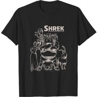 T-shirt Portrait Foncé de Shrek avec Groupe — T-shirts pour hommes
