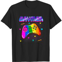 Gaymer LGBT Pride 80s Gamer Rainbow Controller T-shirt for Men — Mens T Shirts