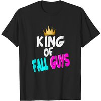 T-shirt King of Fall Guys pour hommes - T-shirt gamer noir — T-shirts pour hommes