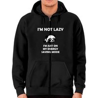 Hoodies zippés Lazy Panda Bear pour unisexe en noir — Sweats à capuche pour hommes