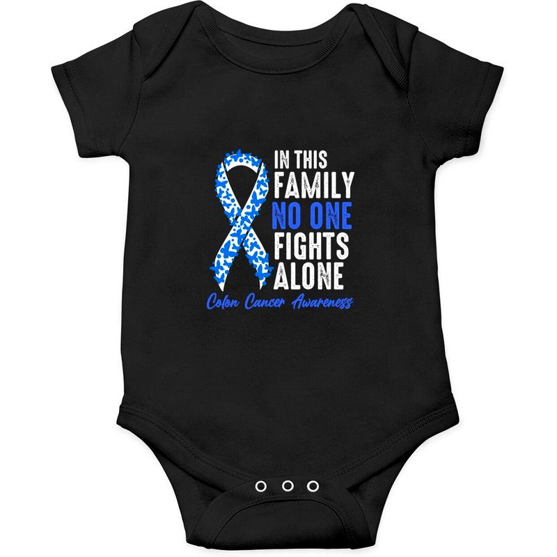 In This Family No One Fights Alone Colon Cancer Onesie — Baby Onesies