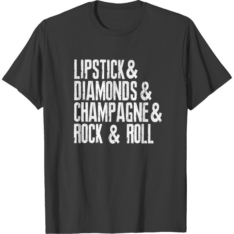T-shirt Rock-Roll Champagne Lipstick Diamonds pour hommes