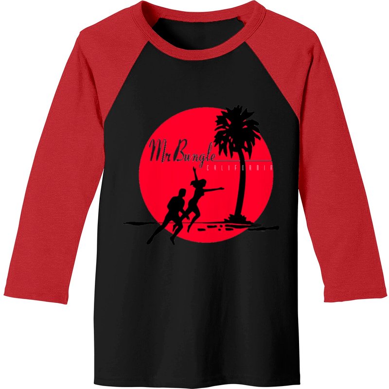 California (Mr. Bungle) Men's Baseball Tees Black/Red — Mens T Shirts
