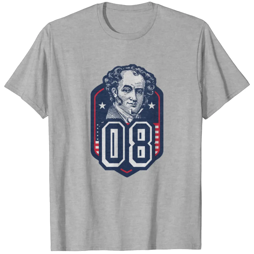 T-shirt pour hommes 08 Martin Van Buren en poids lourd gris sport