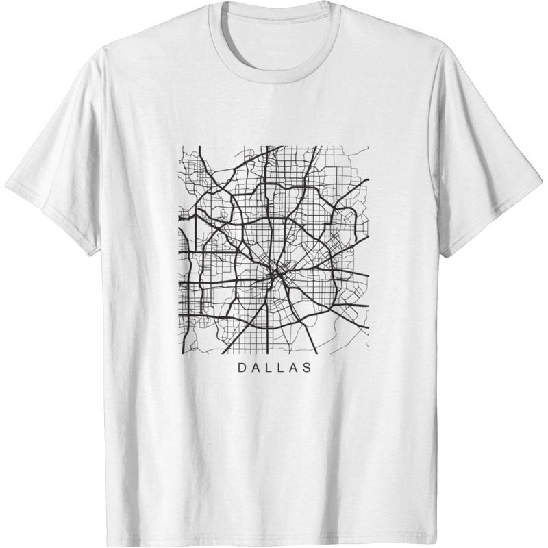 T-shirt pour hommes avec carte de ville minimaliste de Dallas TX — T-shirts pour hommes