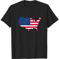 T-shirt carte des États-Unis pour hommes en noir