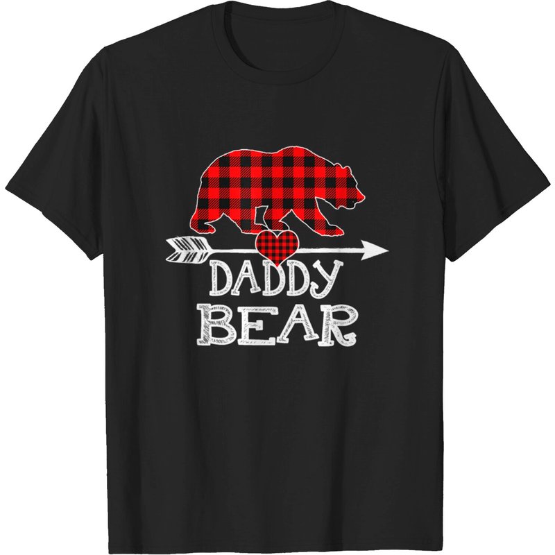 T-shirt de famille Funny Red Plaid Daddy Bear Buffalo pour hommes — T-shirts pour hommes