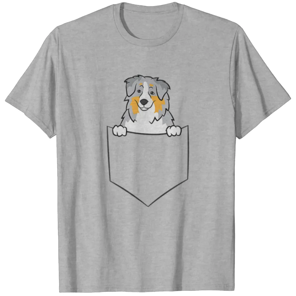 Australian Shepherd In A Pocket Dog T-Shirt for Men — Mens T Shirts