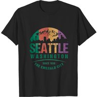 Seattle Washington Skyline Grunge Art Space Needle T-Shirt for Men