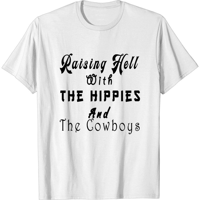 T-shirt Raising Hell With The Hippies And The Cowboys pour hommes — T-shirts pour hommes
