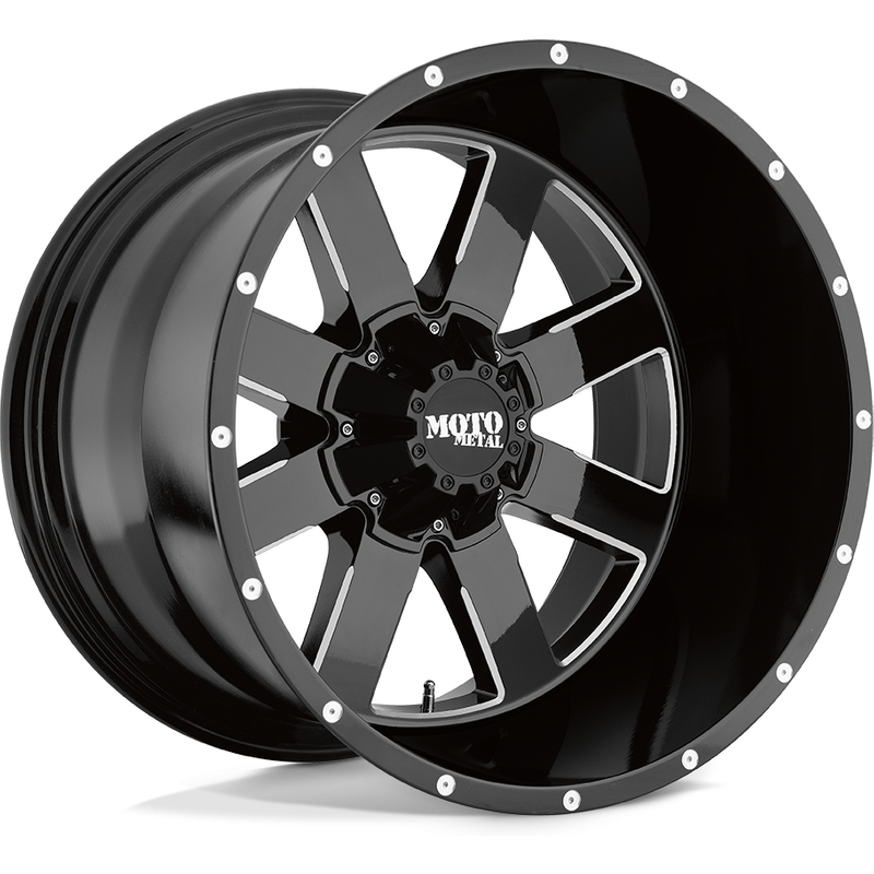 Moto Metal MO962 Gloss Black Wheels with Mill Accents - 20x9 — Wheels & Rims