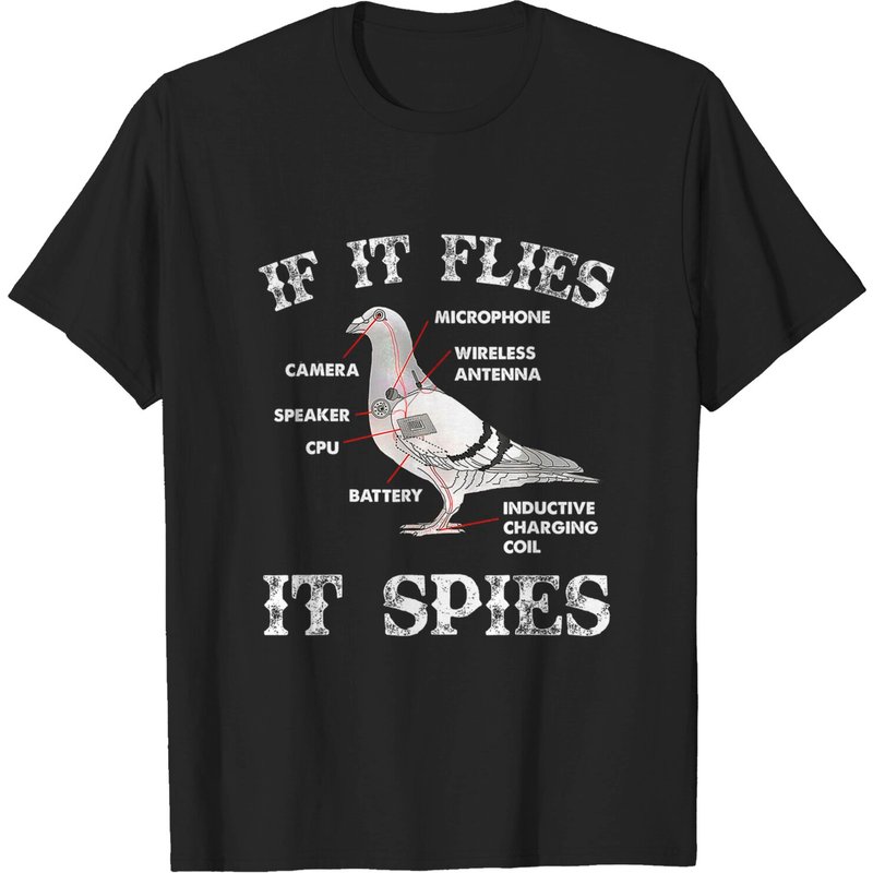 If It Flies It Spies Pigeon Anatomy T-Shirt for Men — Mens T Shirts