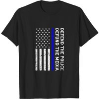 Defend The Police Defund The Media USA Flag T-Shirt for Men