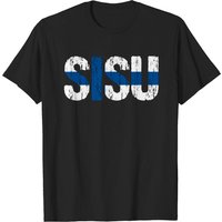 T-shirt Sisu Drapeau Finnois pour Hommes en Noir