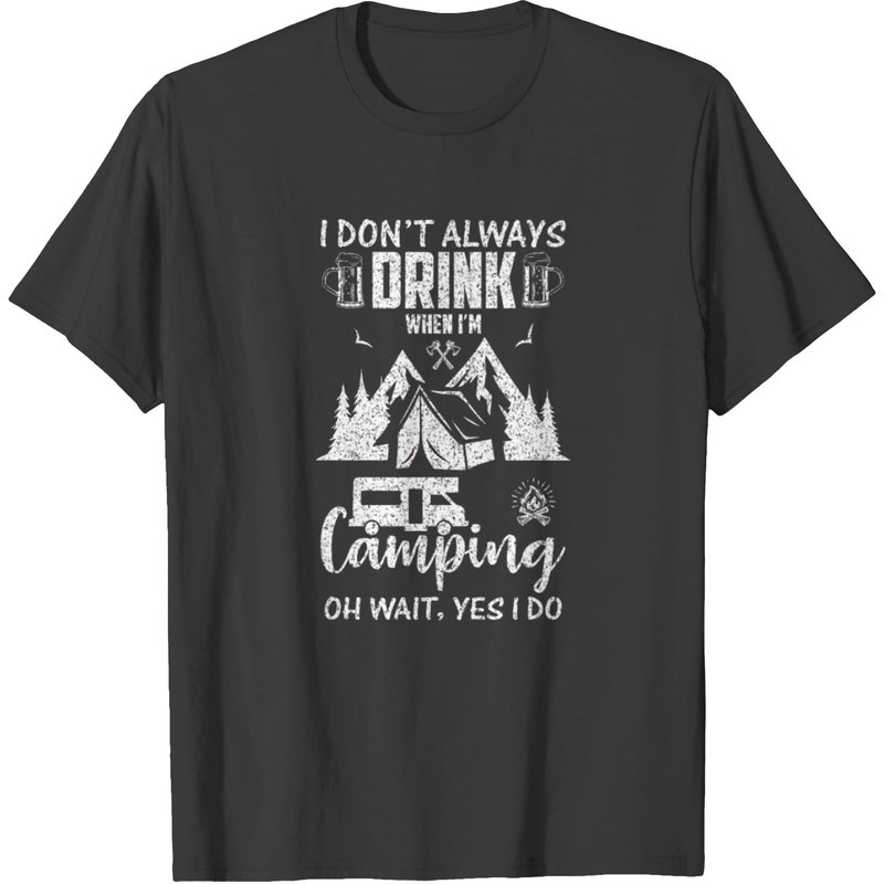 T-shirt de camping pour hommes - Noir — T-shirts pour hommes
