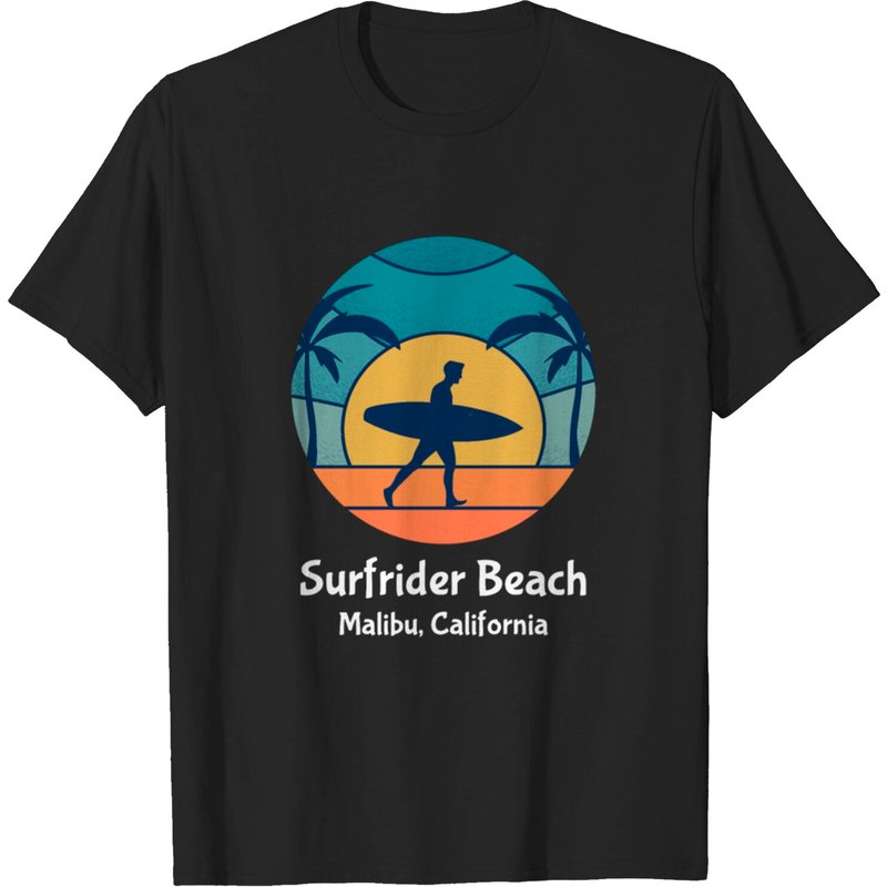 T-shirt Vintage Surfing Surfrider Beach Malibu California pour Hommes — T-shirts pour hommes
