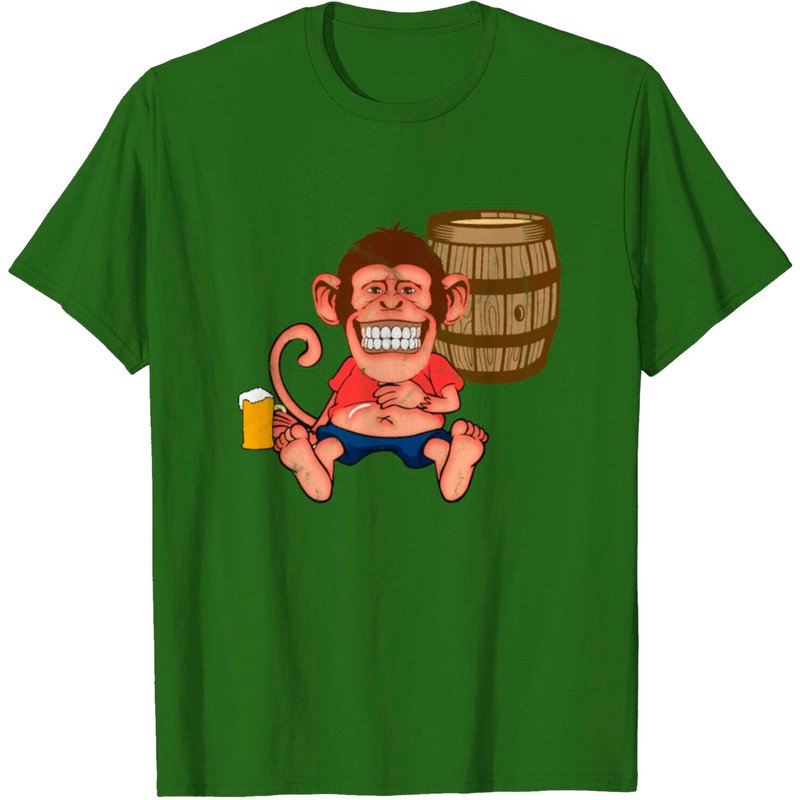 T-shirt Monkey Beer pour hommes en noir