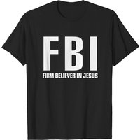 T-shirt policier patriotique FBI Firm Believer In Jesus pour hommes