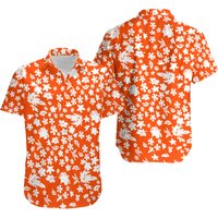 Chemise hawaïenne à imprimé floral orange et blanc