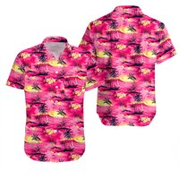 Chemise hawaïenne Fuchsia Ocean Sunset View pour hommes