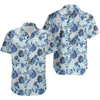 Chemise hawaïenne à imprimé hibiscus bleu pour unisexe