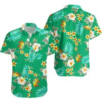 Chemise hawaïenne à fleurs hibiscus vert