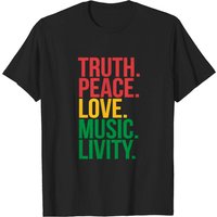 T-shirt Truth Peace Love Music Livity Reggae Rasta pour hommes — T-shirts pour hommes