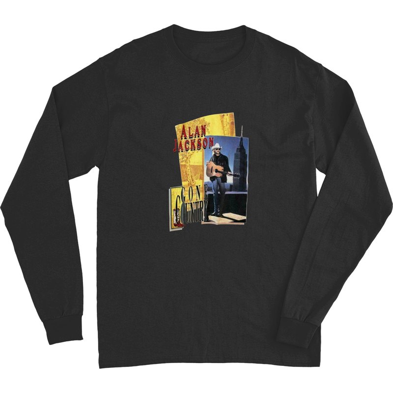 T-Shirt à Manches Longues Alan Jackson Vintage Années 90 - Groupe de Musique Country — T-shirts pour hommes