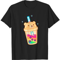 Cute Boba Bear Rainbow Bubble Milk Tea T-shirt for Men — Mens T Shirts
