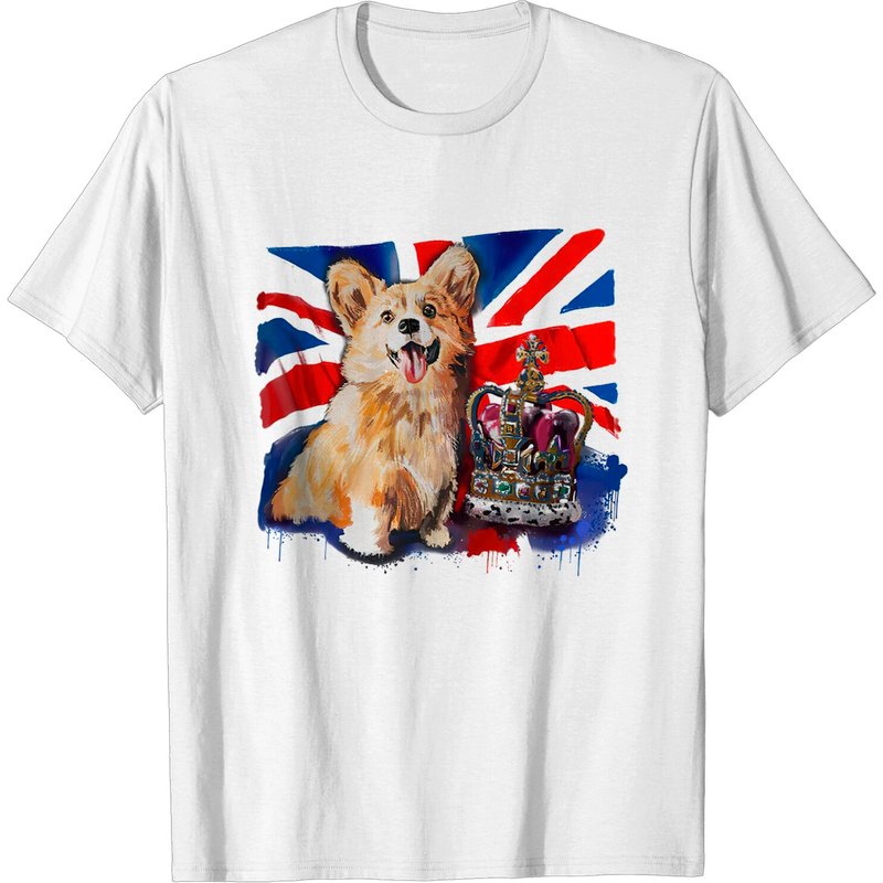 Union Jack Heart T-Shirt Featuring Queen's Royal Corgi