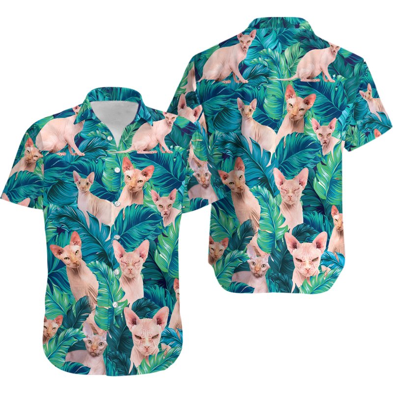 Chemise hawaïenne pour chat Sphynx pour l'été — Chemises décontractées pour hommes